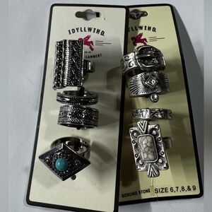 Size 6, 7, 8 & 9 Idyllwind Silver and Turquoise Ring Set